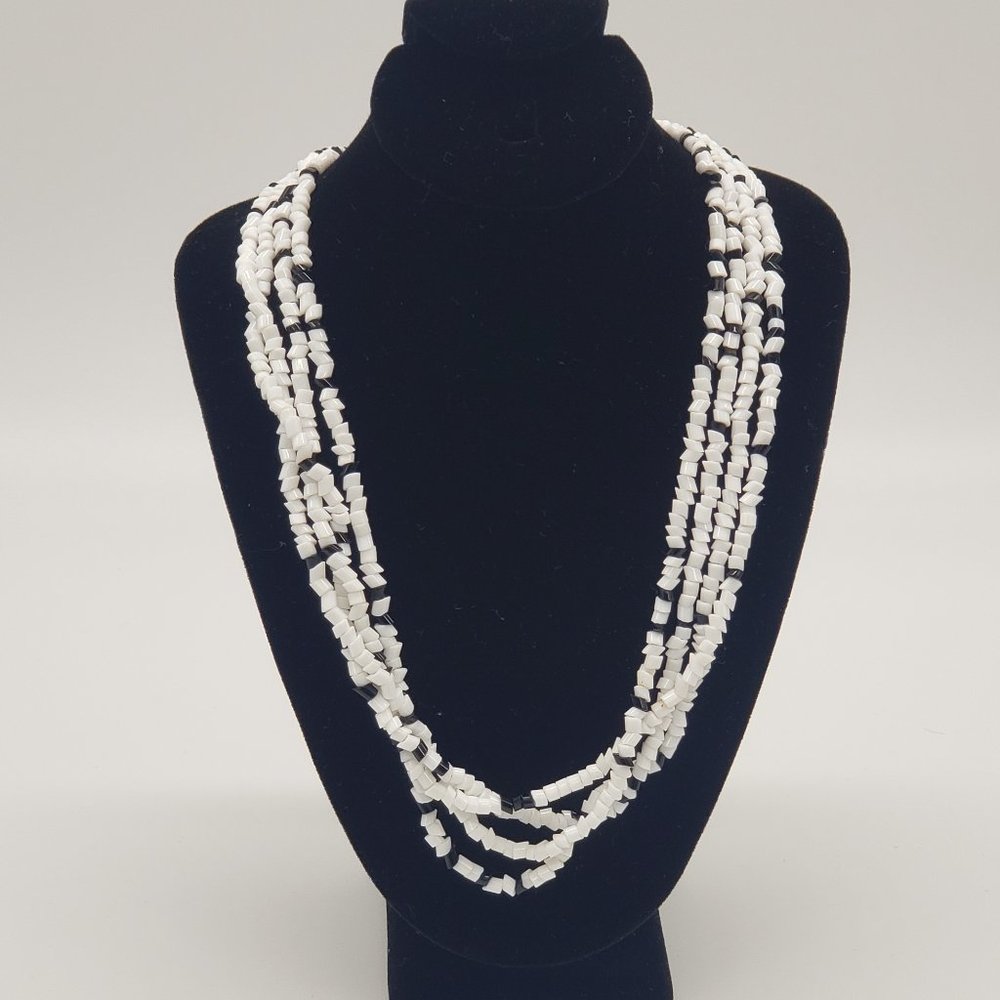 White and black beads necklace